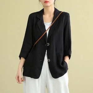 Ladies Suit Top Cardigan Coat Blazer Jacket Casual Working Formal Office Baggy - Picture 1 of 14