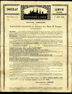 ancienne publicité Bons et Images.Dijon .Chocolat Lanvin.1932. Circulaire N°27 - Imagen 1 de 1