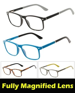 Men Women Retro Square Frame Full Magnified Lens Reading Glasses - Picture 1 of 14