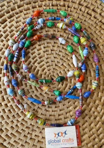 Collana lucida perle carta gioielli africani Kenya commercio equo e solidale nuovi colori III - Foto 1 di 1