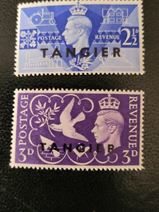 GB King George VI 1946 - Victory - Tangier Overstamp - SG 491 & 492 MNH (**) - Picture 1 of 2