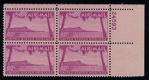 US Stamp #C46 Diamond Head 80c, Plate Block of 4 - MNH - CV $19.00 - Picture 1 of 2