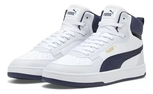PUMA CAVEN MID SCARPE DA GINNASTICA IN PELLE SNEAKERS UOMO BIANCO ARGENTO NAVY TAGLIA 10 NUOVE