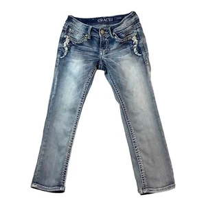 Grace in LA Women’s Denim Capri Blue Denim Jeans Low Rise Size 26 - Picture 1 of 15