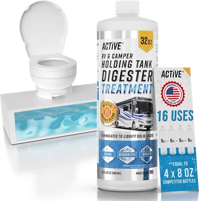 Productos químicos para inodoro de tratamiento de tanque negro para autocaravana - 16 tratamientos digestor de residuos para gris Foto 1 de 4