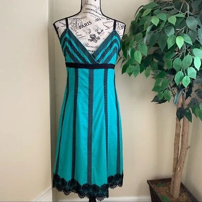 Vestido Catherine Malandrino Algodón Bordado Tirantes Verde Talla 12 Foto 1 de 4