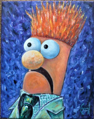 MUPPETS BEEKER 木偶 电视 全新 油画 原版 8x10 帆布 签名 Crowell  — 第 1/4 张图片
