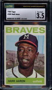 1964 Topps #300 Hank Aaron CSG 3.5 Milwaukee Braves HOF Baseball Card