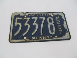 1958 Motorcycle License Plate Pennsylvania Vintage Motor Bike or Motor Boat - Foto 1 di 1