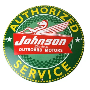 Vintage Johnson Sea-Horse Sign - Boat Engines Outboards Porcelain Gas Pump Sign - Picture 1 of 14