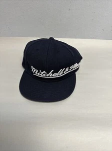 nostalgia co. mitchell & ness embroidered wrap around fitted hat (7 1/2) navy - Picture 1 of 8