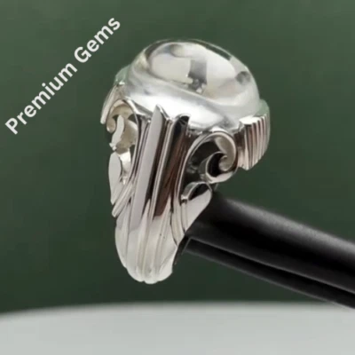 Anillo natural de 12 quilates de duración Najaf para hombre de plata de ley 925 anillo de piedra lunar Foto 1 de 4