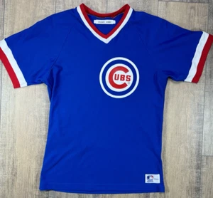 Vintage Chicago Cubs hergestellt in den USA Sandstrick MLB Aufwärmtrikot Erwachsene mittelblau sehr guter Zustand - Bild 1 von 11