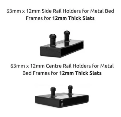 63mm x 12mm Bed Slat Holders Side Rails / Centre Rails for Metal Beds 2 Prongs - Image 1 of 4