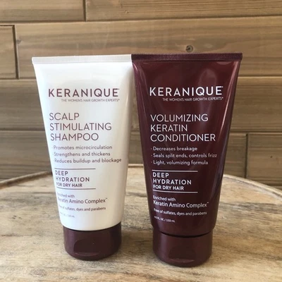 Champú voluminizador para el crecimiento del cabello KERANIQUE acondicionador estimulante del cuero cabelludo 3,4 oz Foto 1 de 4