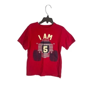 The Children's Place short sleeve red monster truck "I am 5" birthday shirt 5/6 - Picture 1 of 3