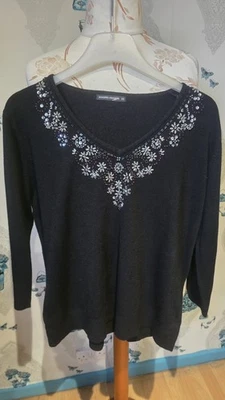 pretty black sparkle beaded floral neckline jumper, ROGERS + ROGERS, 20 - Image 1 of 2