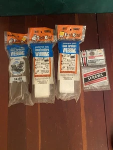 Vtg Frost King Lawn Furniture Webbing Replace Lot 2 Packs White 1 Brown W/Screws - Picture 1 of 16