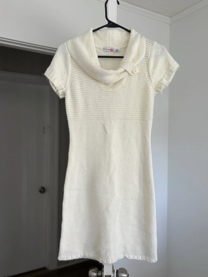 Vestido Suéter Tejido Y2K Vintage Body Central Para Mujer Manga Corta Blanco Talla M Foto 1 de 4