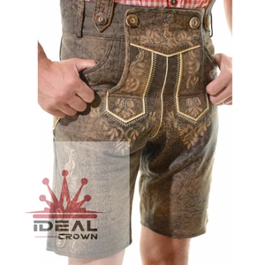 Bayrische Oktoberfest Lederhose Lamm Antik Leder Tracht Shorts - Bild 1 von 2