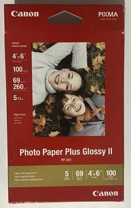 Canon Photo Paper Plus GlossyII 4"x6" 100 Sheets PP-201 PIXMA ChromaLife100+ NEW - Picture 1 of 10