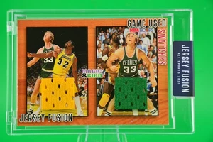 2021 Jersey Fusion Games Used Swatches Magic Johnson & Larry Bird HOF GOATS - Picture 1 of 5