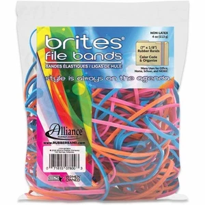 Alliance Rubber 07800 Non-Latex Brites File Bands, Colored Elastic Bands, 50 7" - Picture 1 of 1