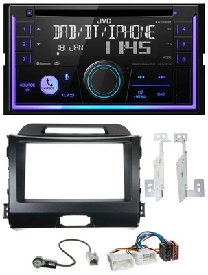 JVC MP3 USB 2DIN DAB Bluetooth CD Autoradio für Kia Sportage 3 10-15 SL schwarz - Bild 1 von 4