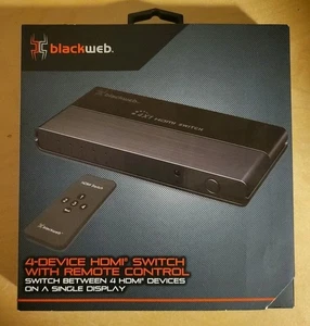 Interruptor Blackweb 4 Dispositivos HD 1080p Hasta 4K HDMI con Control Remoto Nuevo Sellado Nuevo en Caja - Imagen 1 de 7