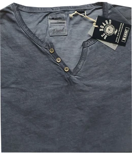T-SHIRT UOMO taglie forti 3XL 4XL 5XL 6XL maglia manica corta collo V blu delavè - Picture 1 of 1