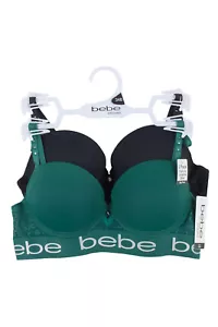 Sexy Sujetador Push Up BEBE Intimates 2 PK Con Aros Negro Verde 34BC 36BC 38C 3140 - Imagen 1 de 3