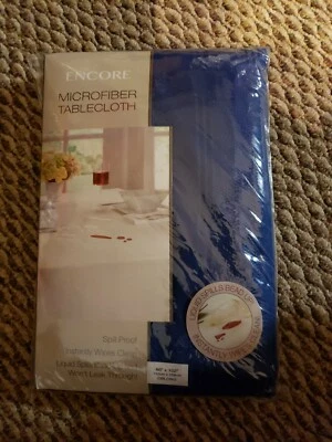 ENCORE MICROFIBER TABLECLOTH 60 X 102 Blue - NEW - SPILL PROOF WIPES CLEAN - Image 1 of 2
