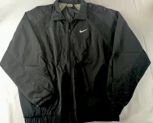 Vintage Nike Mens Windbreaker Swoosh Full Zip 90's Black Size L - Picture 1 of 9