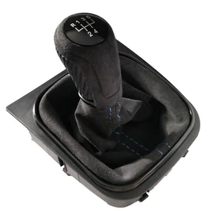 PARA VW GOLF 5 6 EOS SCIROCCO BOLSA DE CAMBIO ALCANTARA PALANCA DE CAMBIOS CARBONO 5 VELOCIDADES AZUL - Imagen 1 de 2