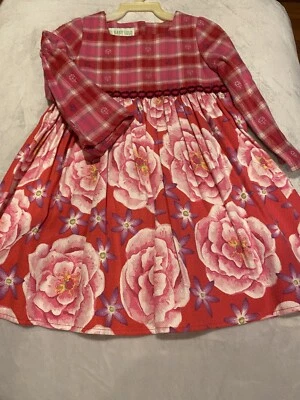 Vintage Crimson Rose Baby Lulu Fall Plaid Flower Dress 3 3T New NWT - Image 1 of 4