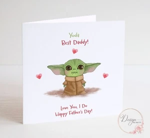 Baby Yoda Father's Day Card - Mandalorian Daddy Dad Step Dad - Picture 1 of 1