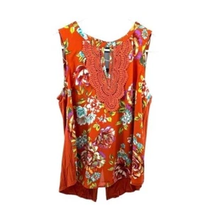 Daniel Rainn NWT Women’s PS Small Petites Orange Floral Crochet Tank Boho Artsy - Picture 1 of 12