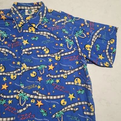 Camisa Tropical Vintage Universal Studios Hollywood Hecha en EE. UU. Azul XXL USADA EN EXCELENTE ESTADO Foto 1 de 4