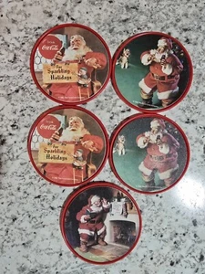 Coca-Cola Santa Coasters Sparkling Holidays Set of 5 Coasters - Picture 1 of 7