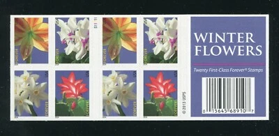 4862 - 4865 Winter Flowers Booklet of 20 Forever Stamps  2014 - Image 1 of 4