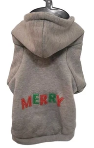 Novogratz Hoodie Dog Jacket SMALL GRAY Christmas Merry  - Picture 1 of 11