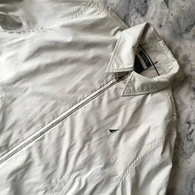 Nautica Mens Classic Cream Beige Embroidered Logo Bomber Jacket L - Image 1 of 4