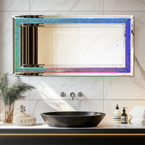 1.2M Full Length RGB LED Lighted Mirror Crystal Crush Diamond Wall Hanging Mirro - Picture 1 of 16