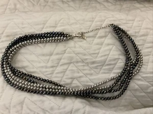 SILPADA Five Strand Silver Purple Gray Freshwater Pearl Necklace N1721 $129 MINT - Picture 1 of 6