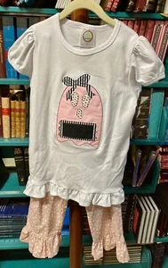 Embroidered Ruffle "Ghost" Tee/Ruffle Pants Coordinating Set,Girls 8, Custom! - Picture 1 of 6