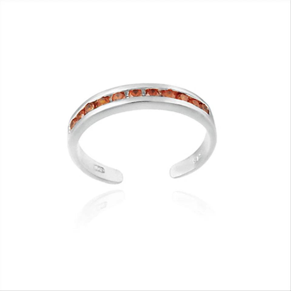 Sterlingsilber Zehenring Mit Kanal Set Orange Cz - Bild 1 von 3