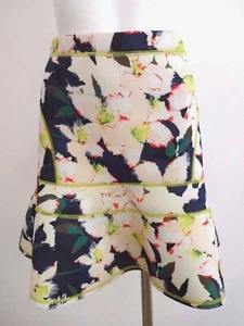 J.CREW FLORAL NEOPRENE FIT AND FLARE LIME GREEN STITCH ACCENT SKIRT 6 NWT - Picture 1 of 4