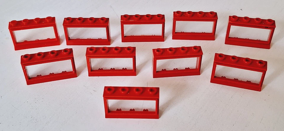Lego 10 x Fenster vintage 453cc01 rot 1x4x2 Classic Zubehör - Bild 1 von 1