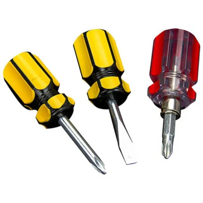 3pcs Mini Short Stubby Slotted Screwdriver Tools Kit Set Useful 2 in 1  - Image 1 of 4