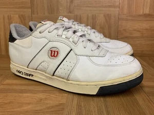 VNTG🔥 WILSON Pro Staff White Leather Tennis Shoes Sz 13 Indy 500 Plus Worn Cond - Picture 1 of 12